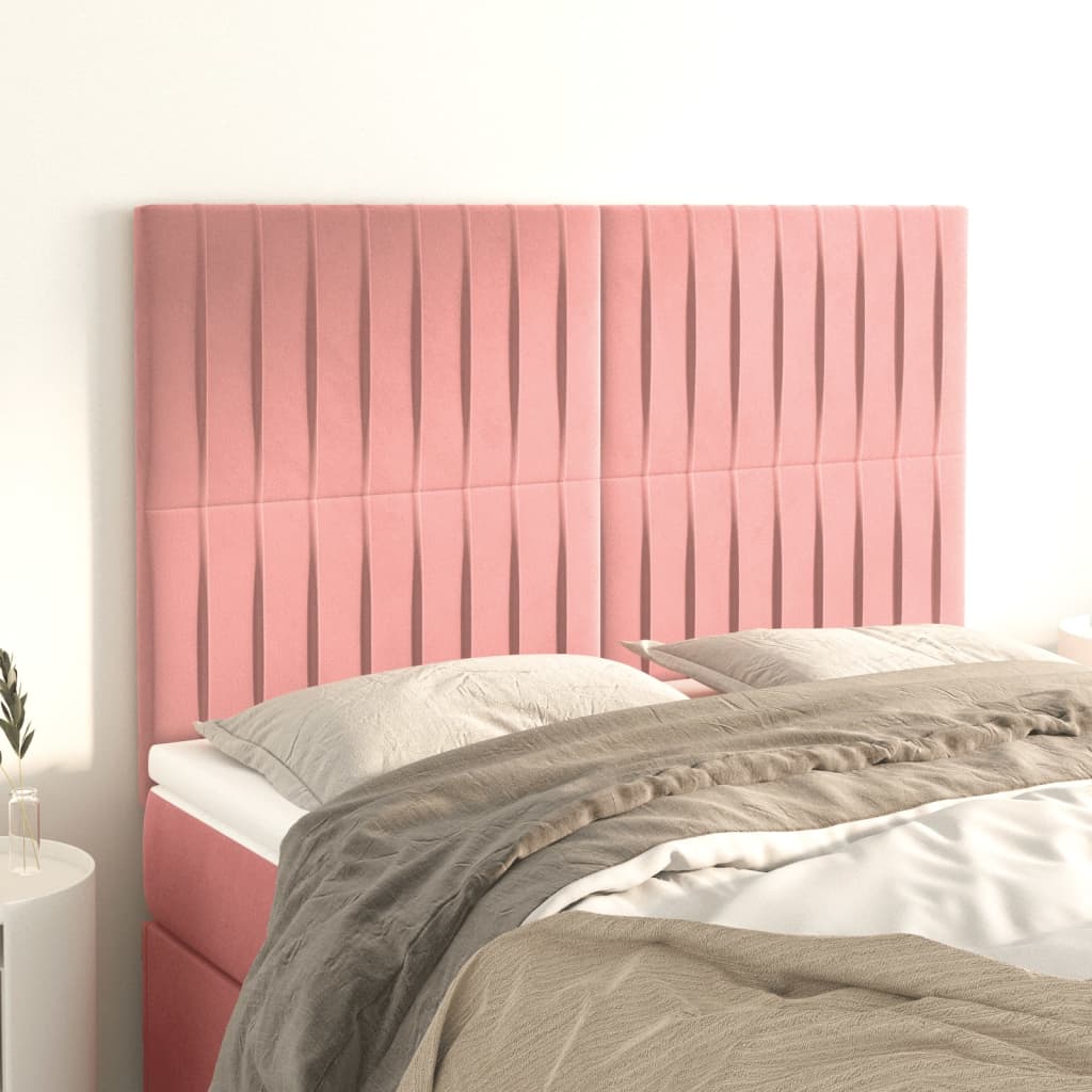 Cabeceira rosa 144x5x118/128 cm veludo