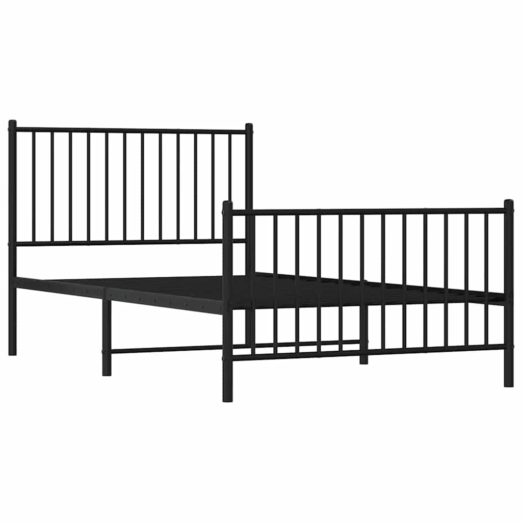 Estrutura de cama com cabeceira e pés 100x190 cm metal preto