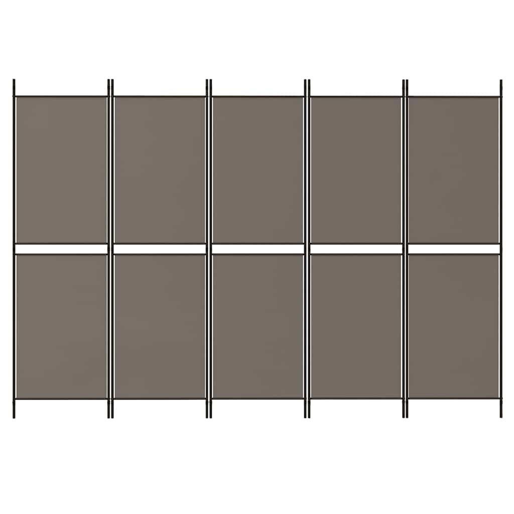 Divisória de quarto com 5 painéis 250x180 cm tecido antracite