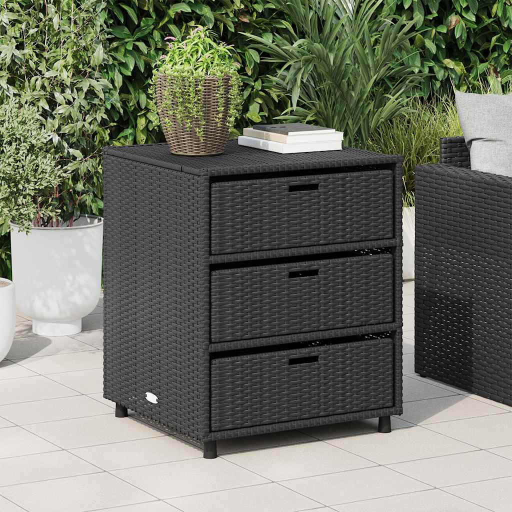 Armário de arrumação p/ jardim 55x59x69 cm vime PE preto