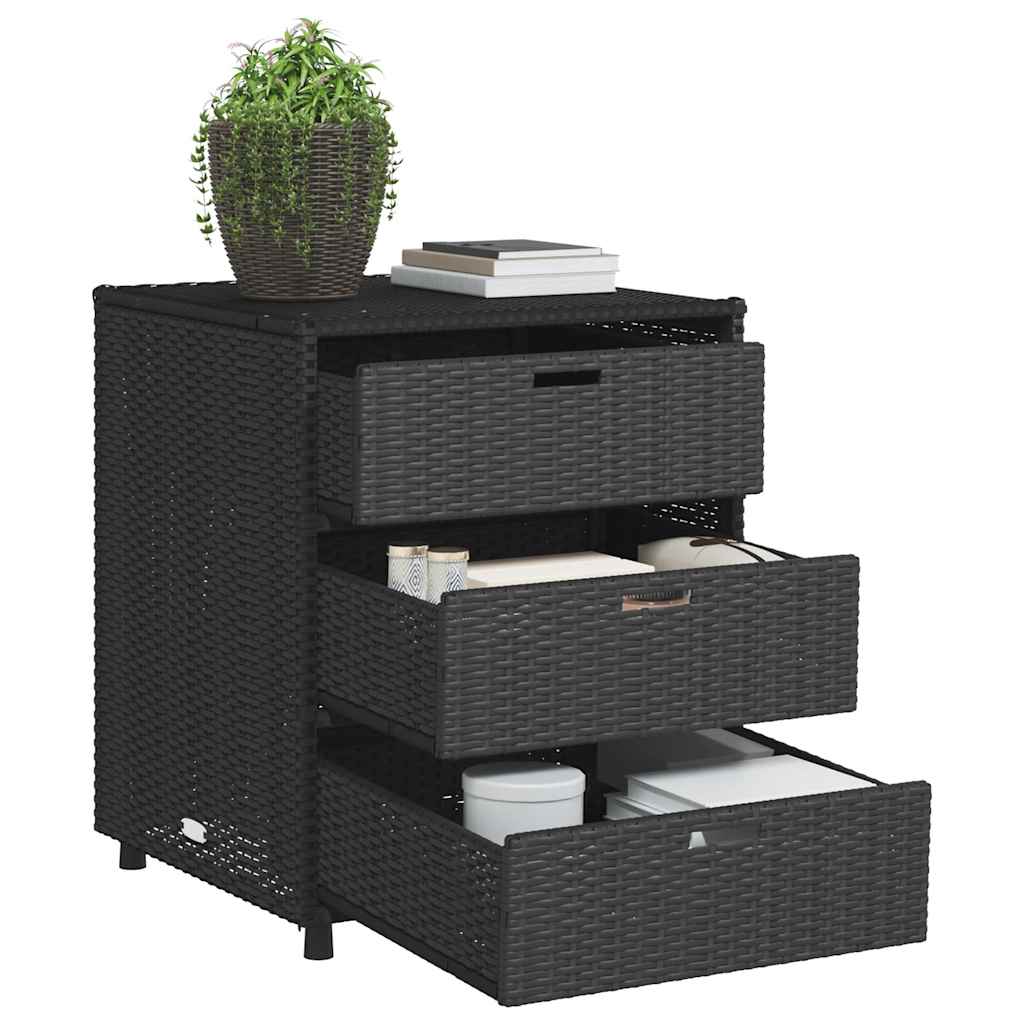 Armário de arrumação p/ jardim 55x59x69 cm vime PE preto