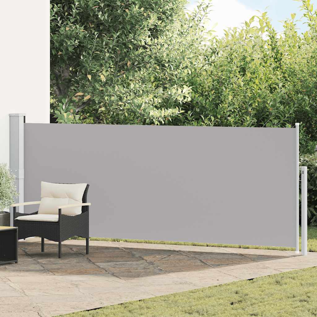 Toldo lateral retrátil para pátio 140x500 cm cinzento