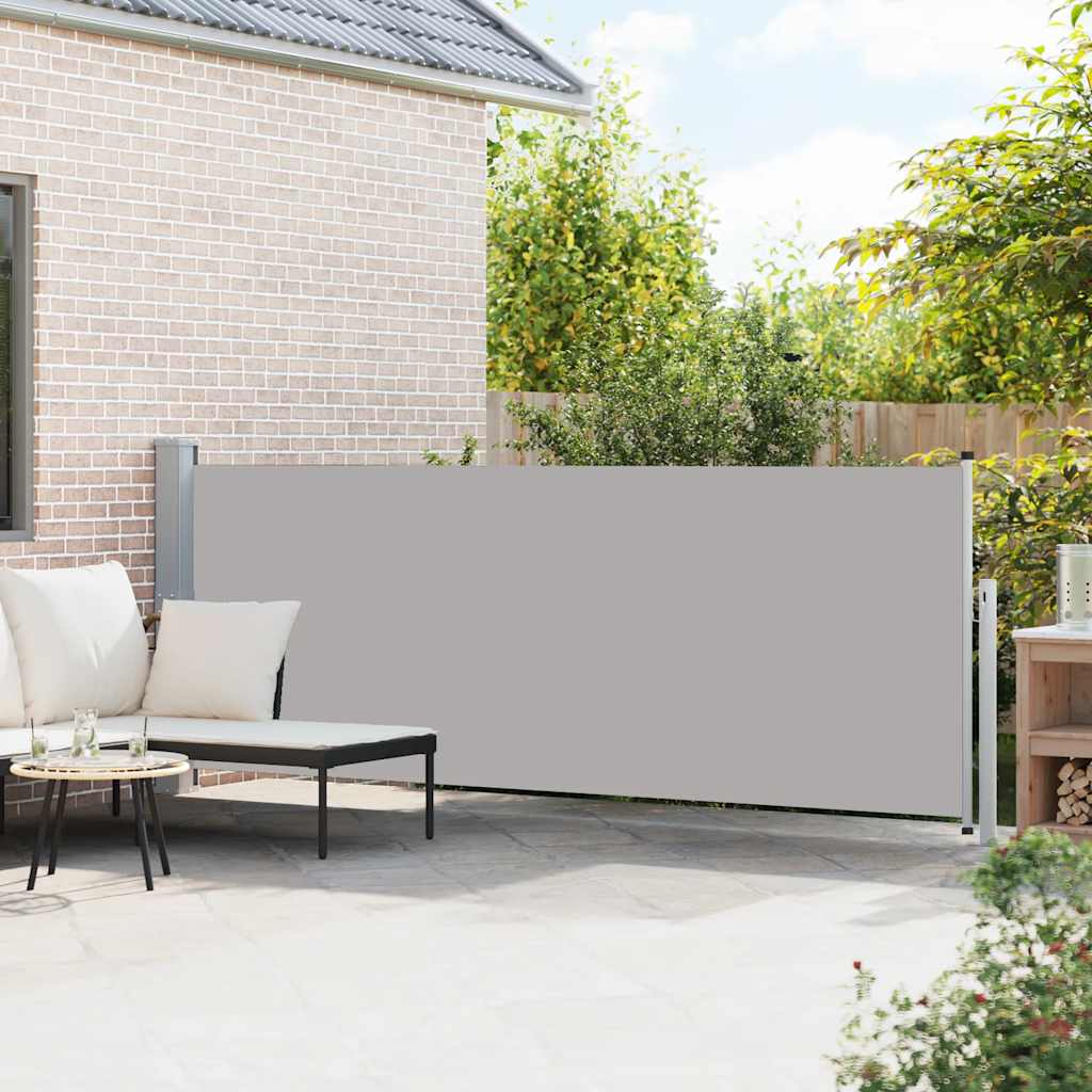 Toldo lateral retrátil para pátio 140x500 cm cinzento