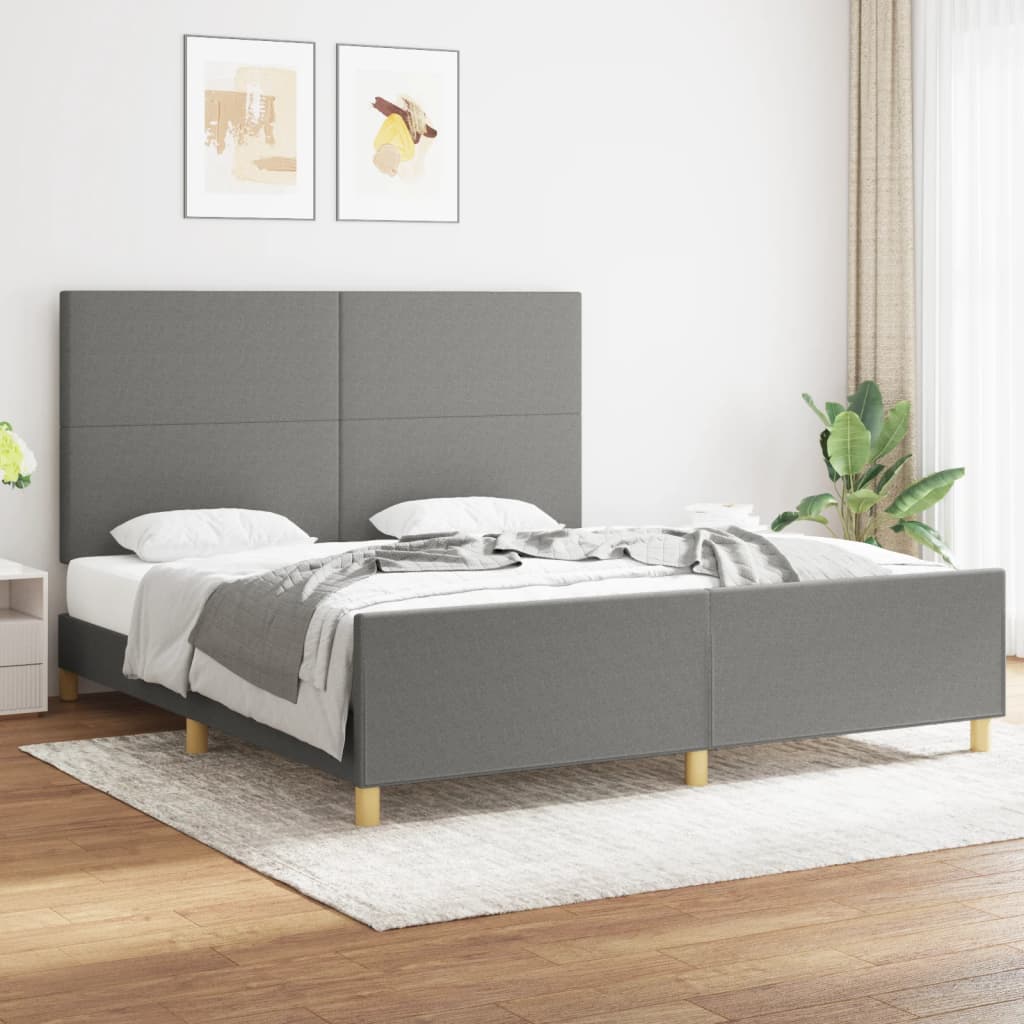 Estrutura de cama sem colchão 180x200 cm tecido cinzento-escuro