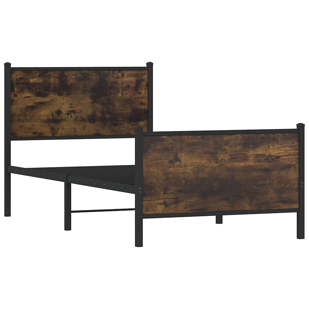 Estrutura de cama sem colchão 80x200 cm metal carvalho fumado
