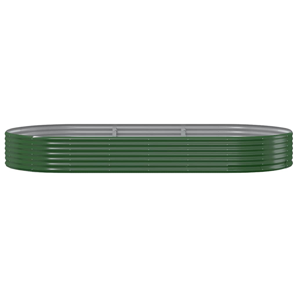 Canteiro elevado jardim 296x140x36 cm aço galvanizado verde