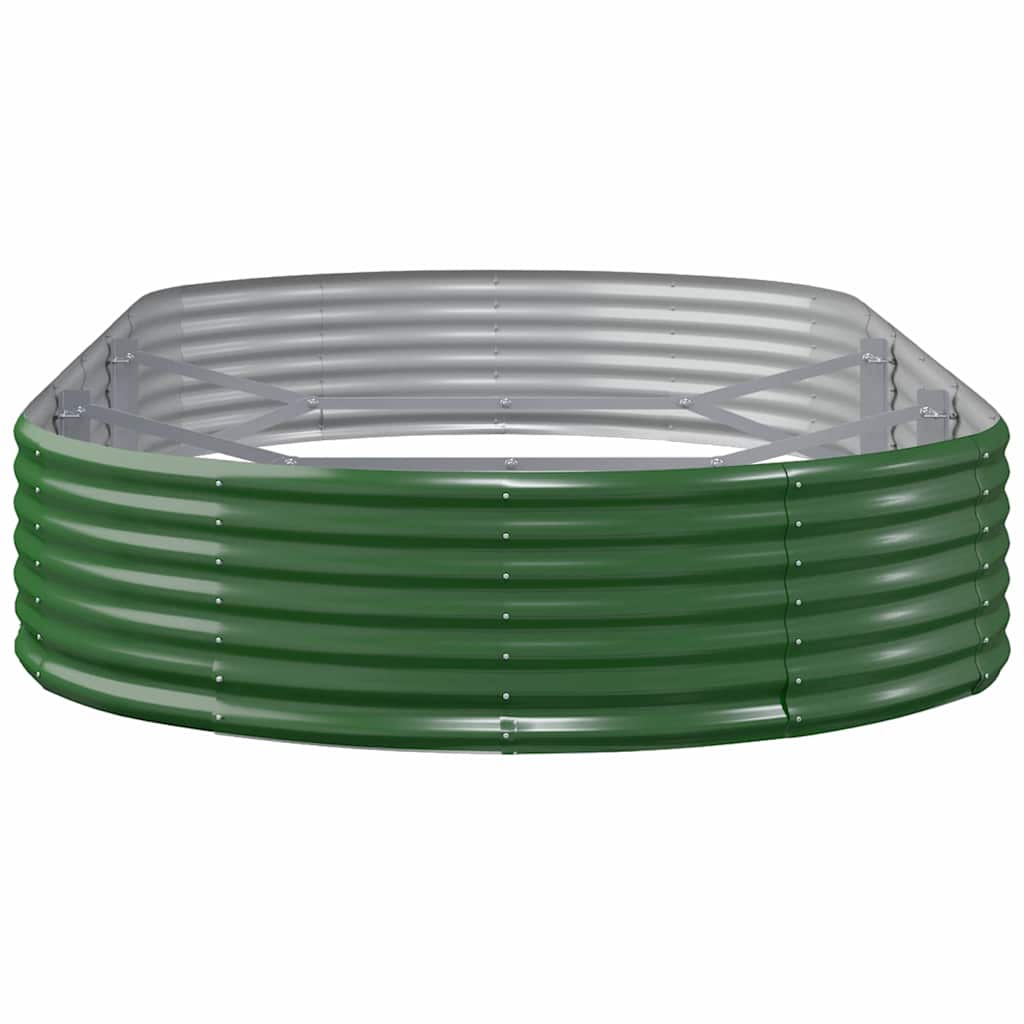 Canteiro elevado jardim 296x140x36 cm aço galvanizado verde