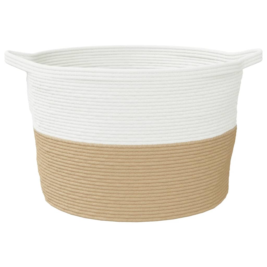 Cesto de arrumação ø60x36 cm algodão bege e branco