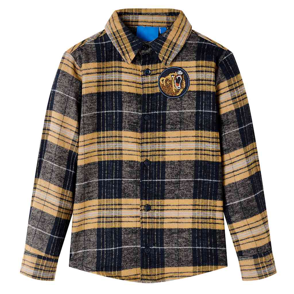 Camisa de xadrez para criança amarelo e preto 116