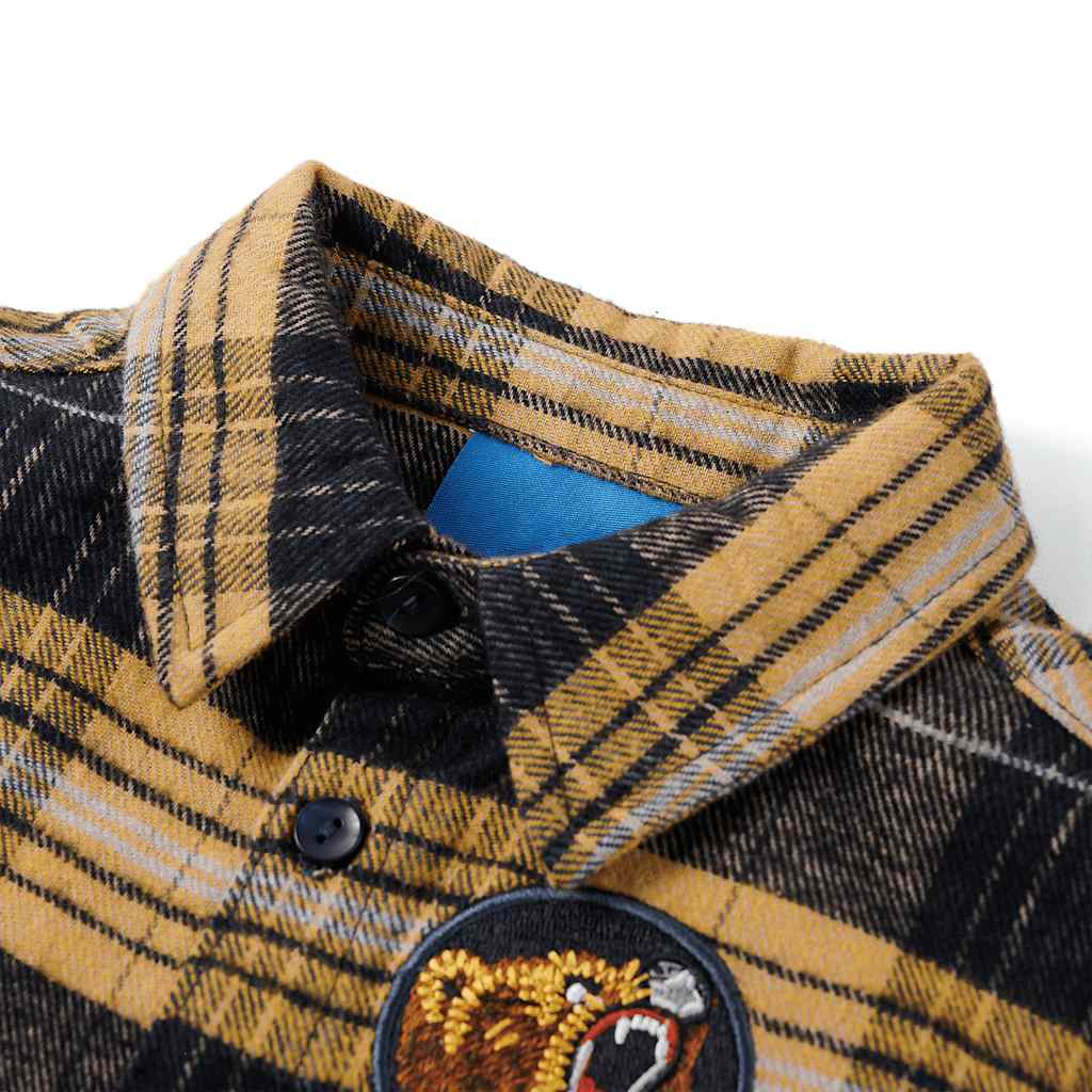 Camisa de xadrez para criança amarelo e preto 116