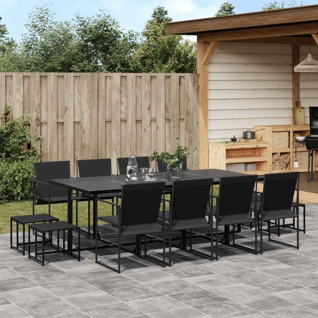 13 Pcs conjunto de jantar para jardim textilene preto