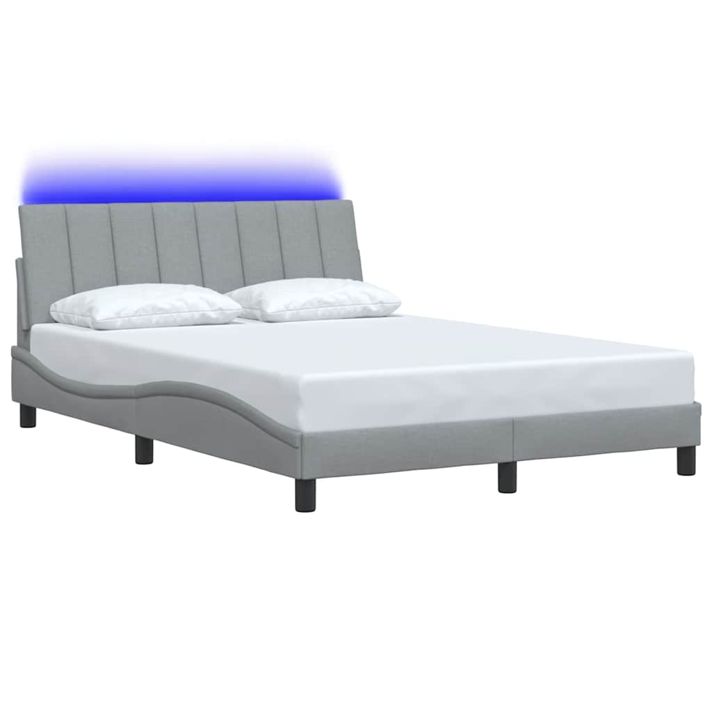 Estrutura de cama sem colchão hanko 140x190 cm tecido cinzento-claro