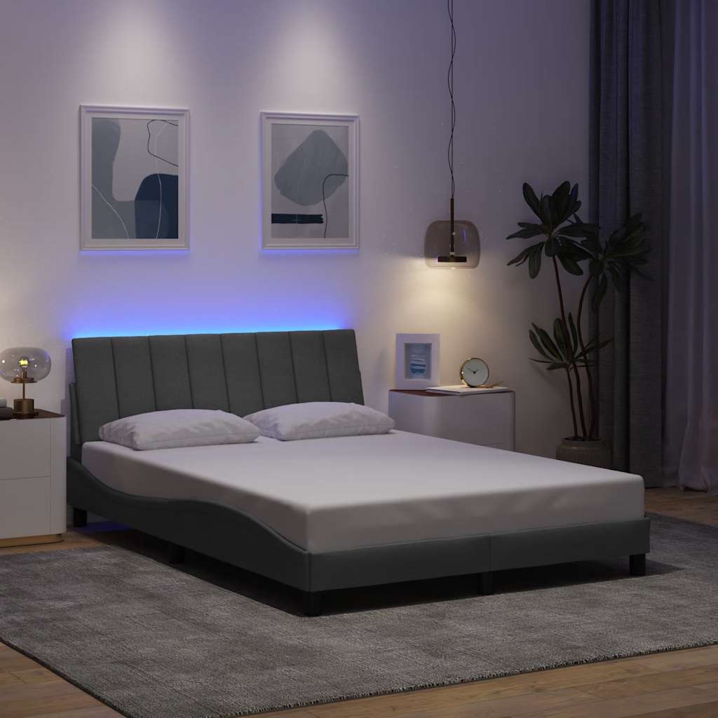 Estrutura de cama sem colchão hanko 140x190 cm tecido cinzento-claro