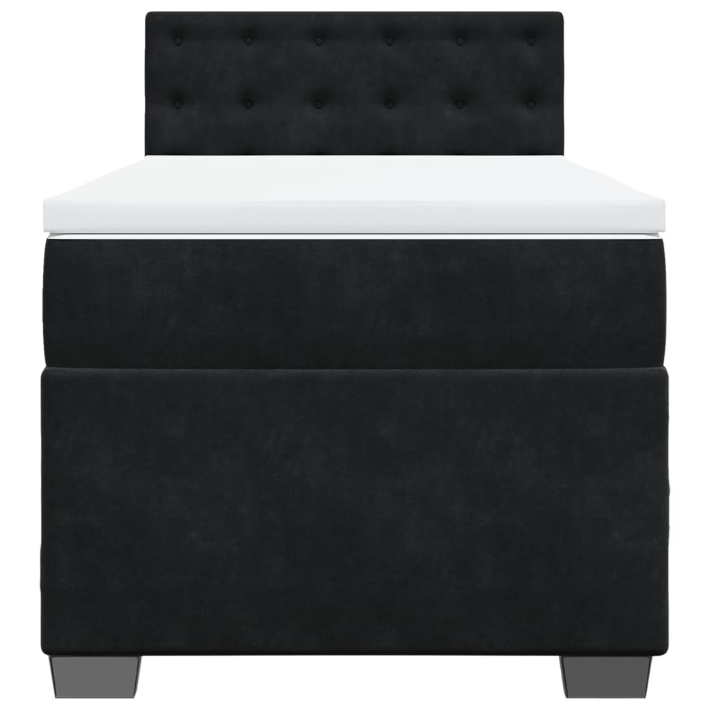 Cama com molas/colchão 90x200 cm veludo preto