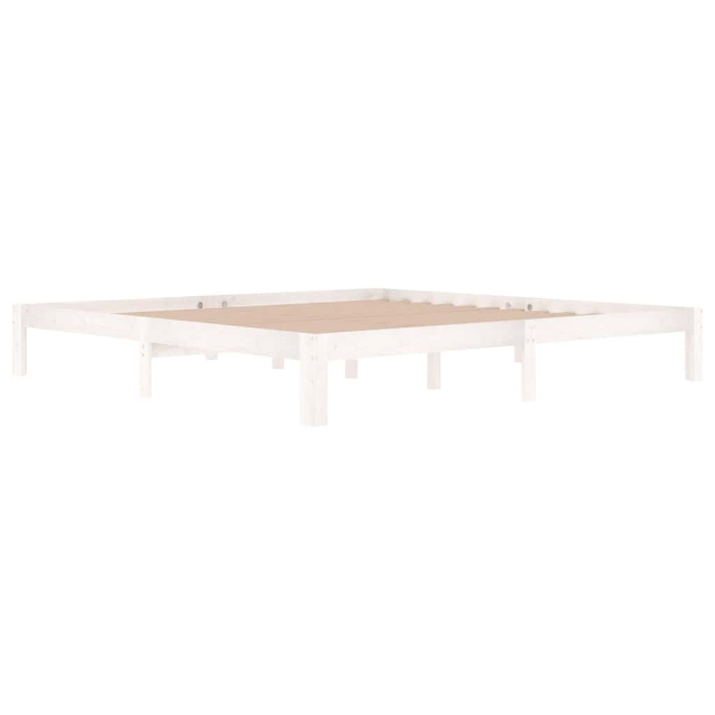 Estrutura de cama 200x200 cm pinho maciço branco