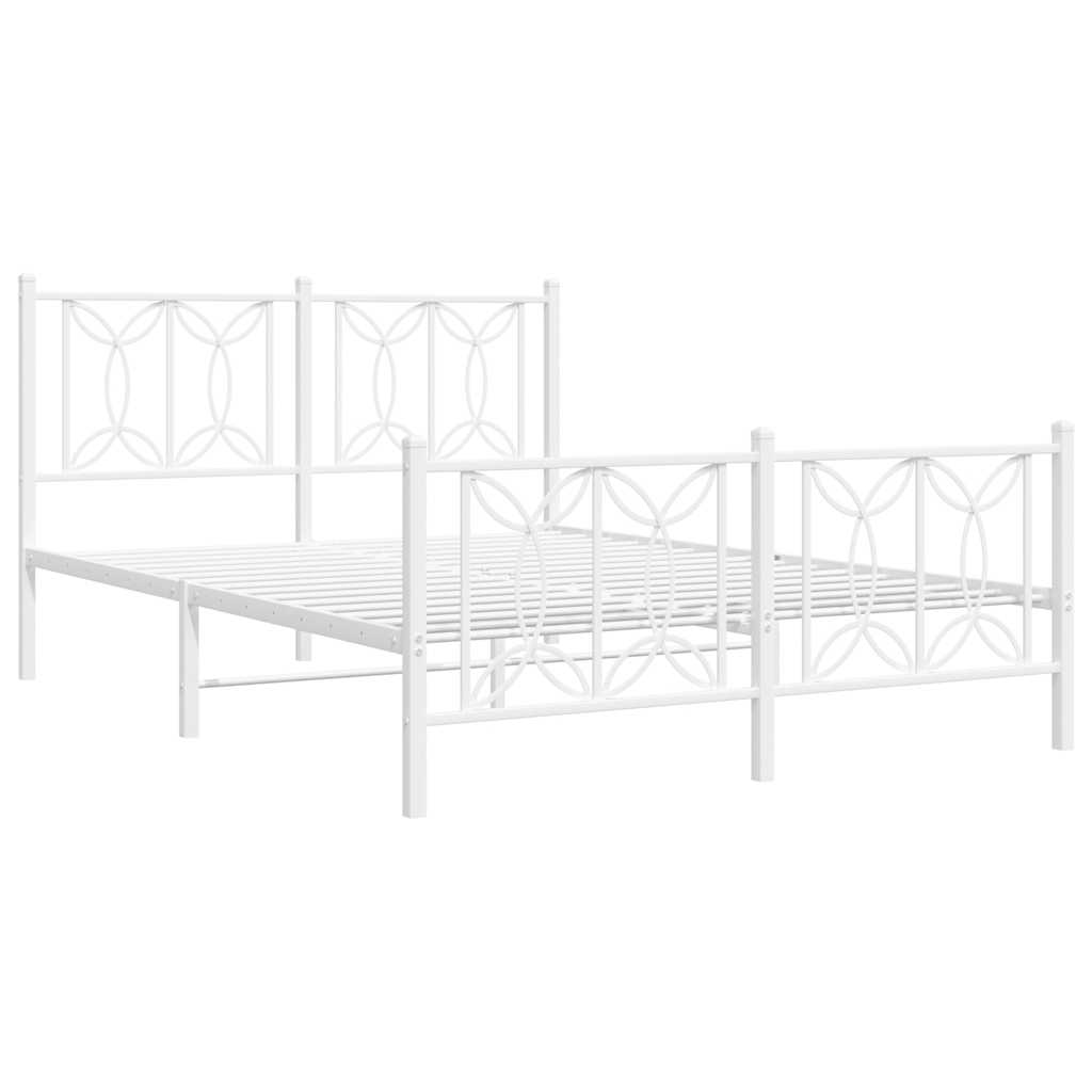 Estrutura de cama com cabeceira e pés 135x190 cm metal branco