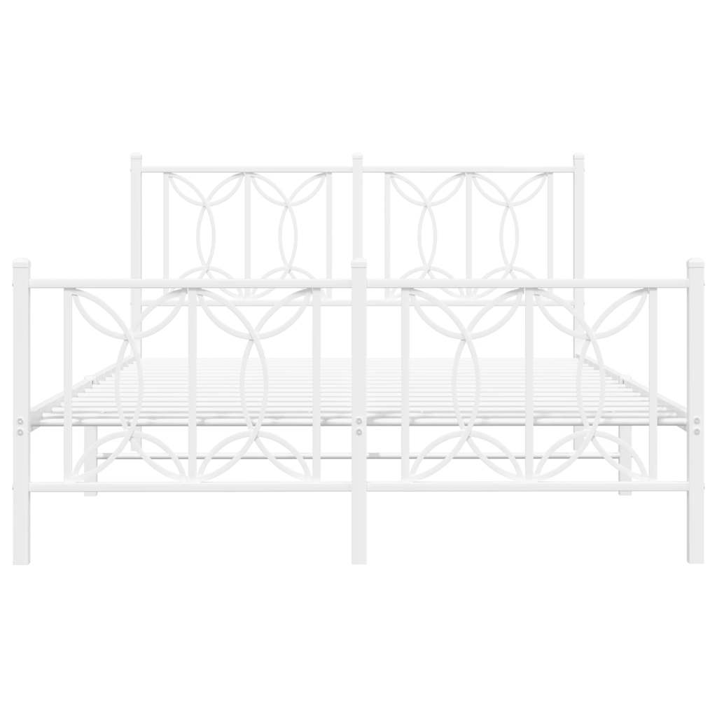 Estrutura de cama com cabeceira e pés 135x190 cm metal branco