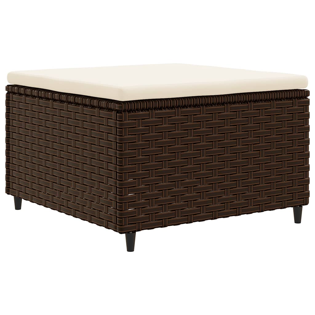 4 Pcs conjunto lounge jardim c/ almofadões vime PE castanho