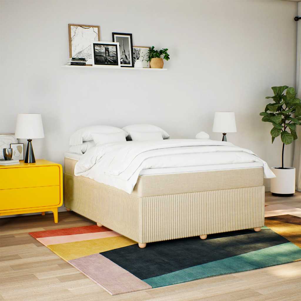 Cama com molas/colchão 140x190 cm tecido cor creme