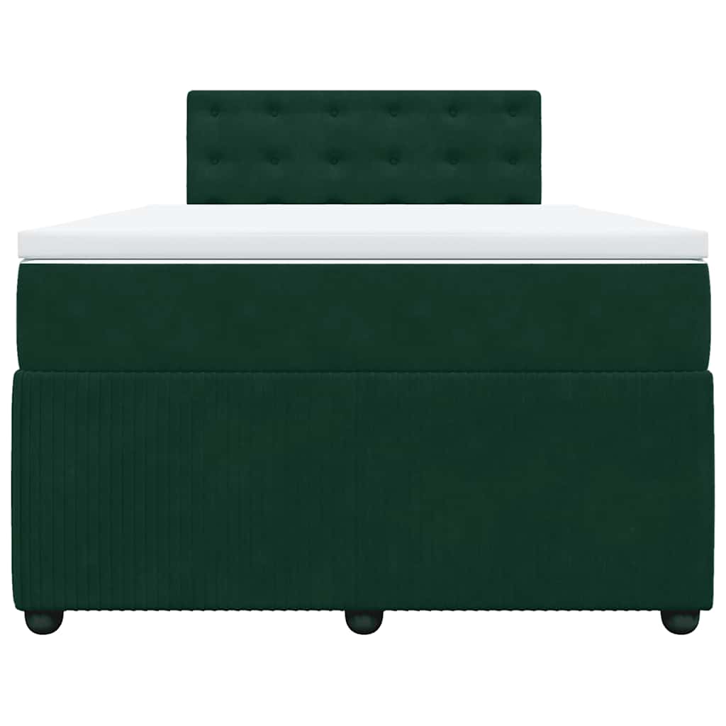 Cama boxspring com colchão 120x190 cm veludo verde-escuro
