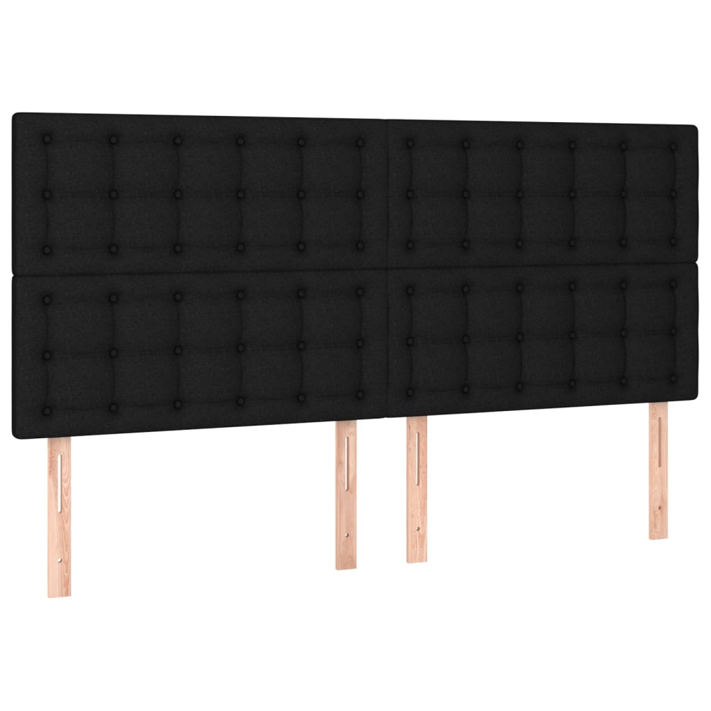Cabeceira de cama c/ luzes LED tecido 200x5x118/128 cm preto