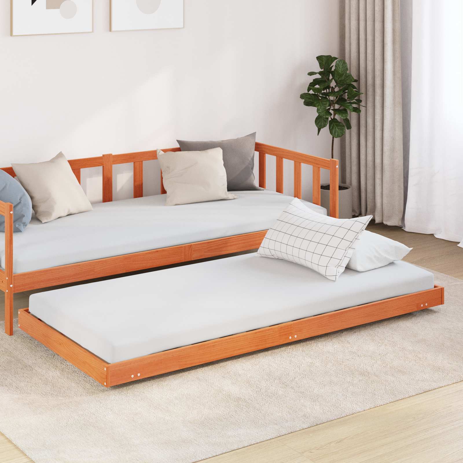 Estrutura da cama marrom cera 70 x 190 cm
