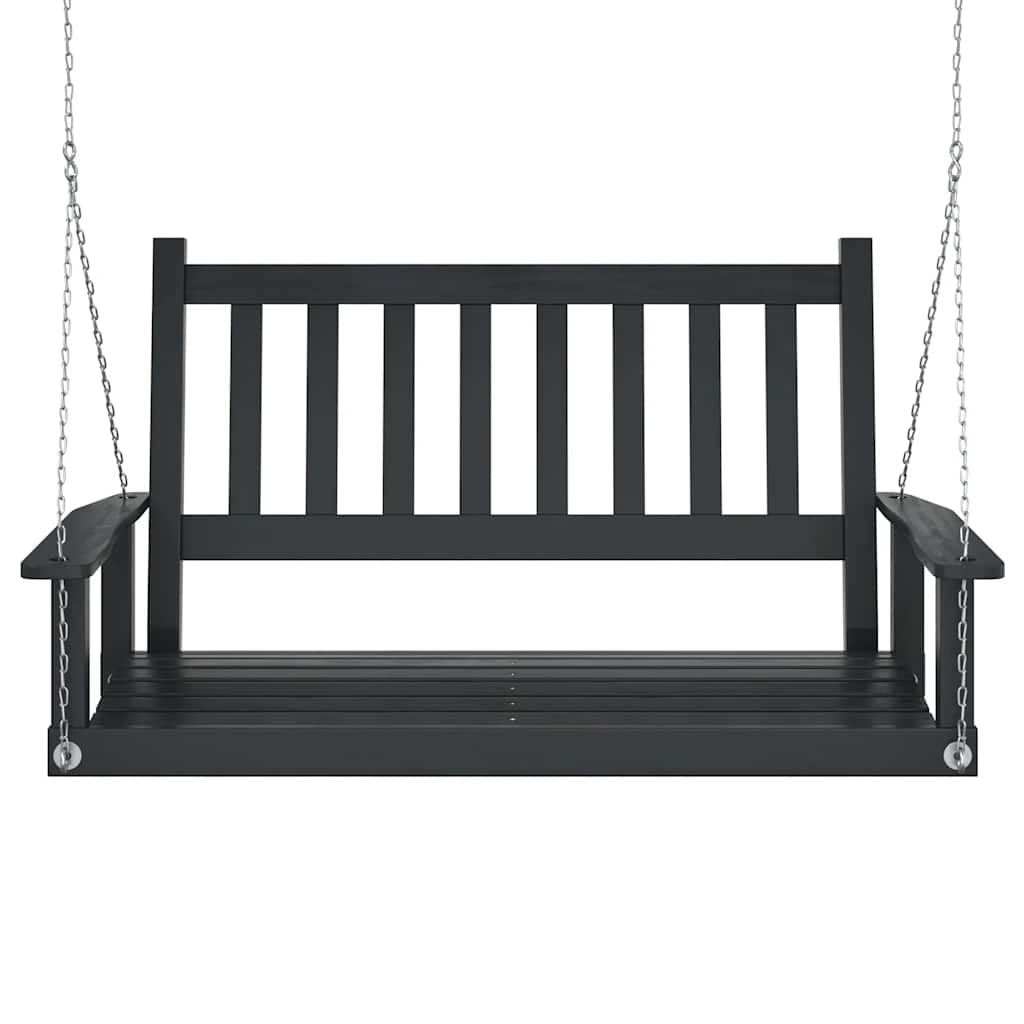 Banco de baloiço com correntes de metal abeto maciço preto