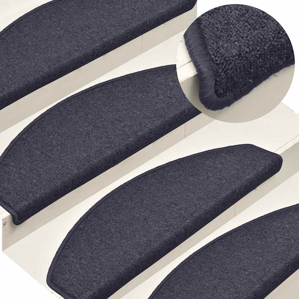 Tapetes de escada 30 peças 65x24x4 cm cinza escuro e azul semicircular grande