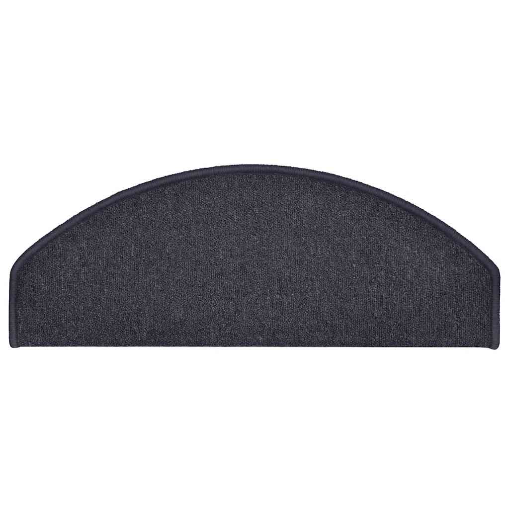 Tapetes de escada 30 peças 65x24x4 cm cinza escuro e azul semicircular grande