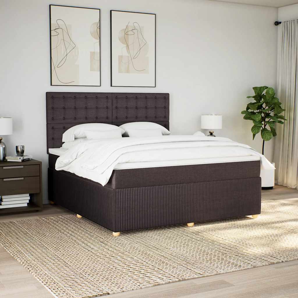 Cama com molas/colchão 180x200 cm tecido castanho-escuro