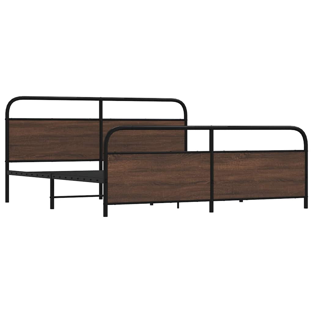 Estrutura cama sem colchão 200x200cm metal carvalho castanho