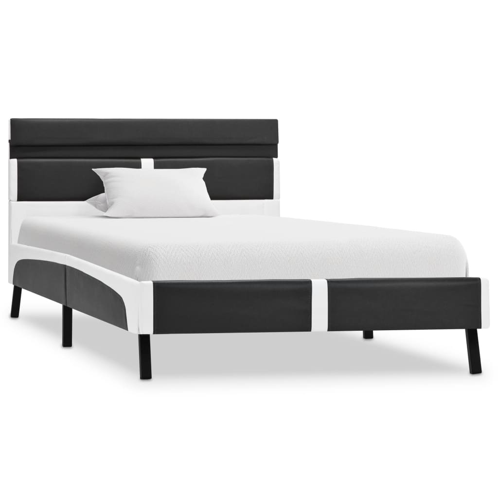 Estrutura de cama c/ LED 90x200 cm couro artificial cinzento
