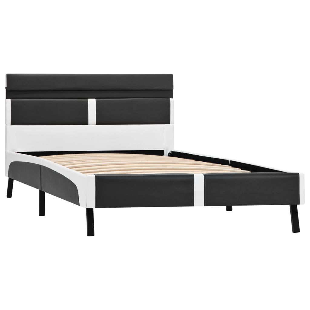 Estrutura de cama c/ LED 90x200 cm couro artificial cinzento