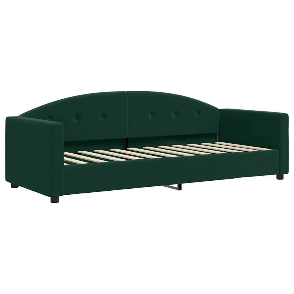 Sofá-cama com colchão 90x200 cm veludo verde-escuro