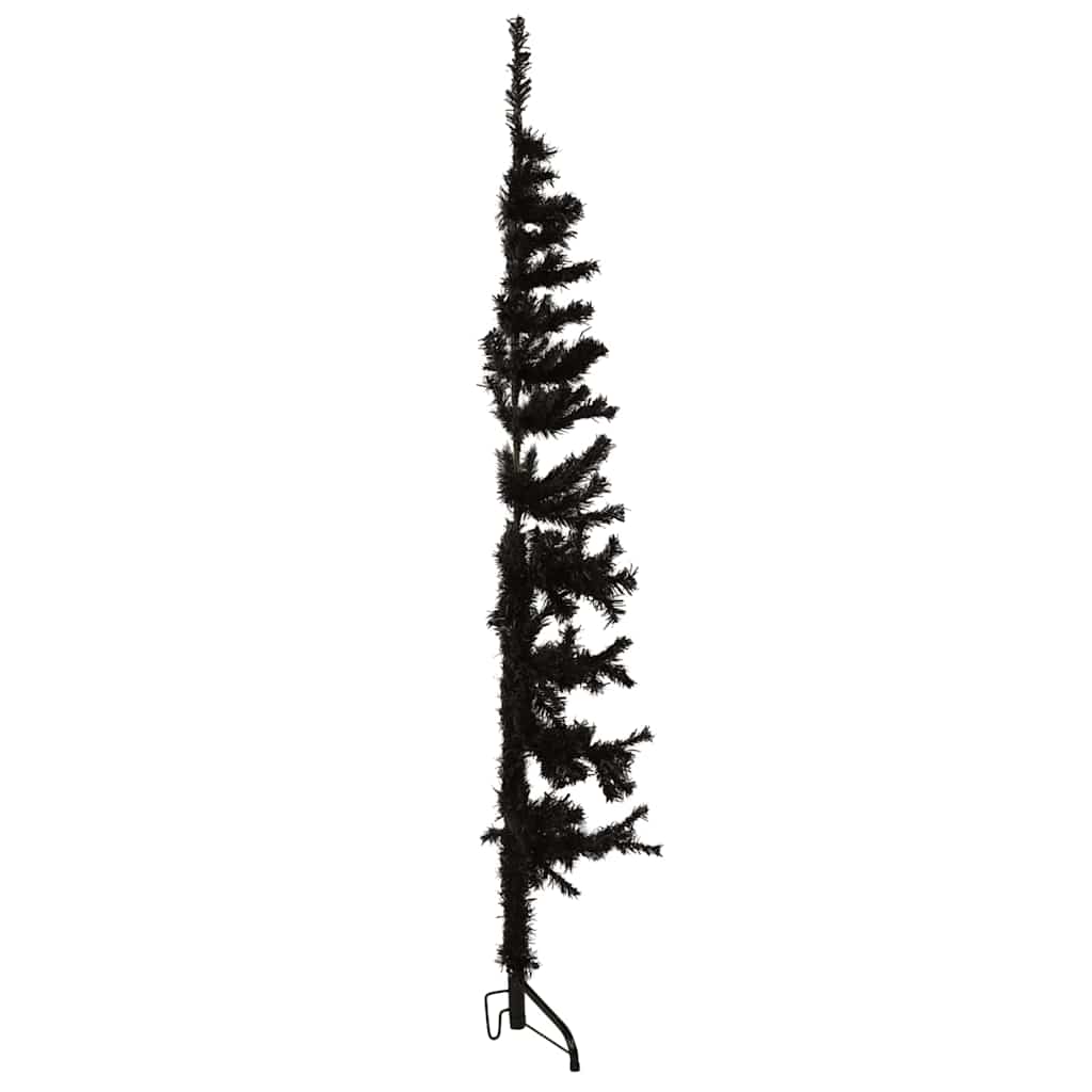 Meia árvore de natal fina com suporte 120 cm preto