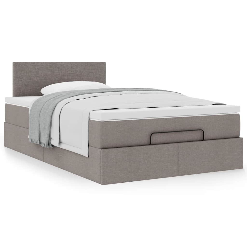 Estrutura de cama otomana com colchão 120x190cm tecido cinzento