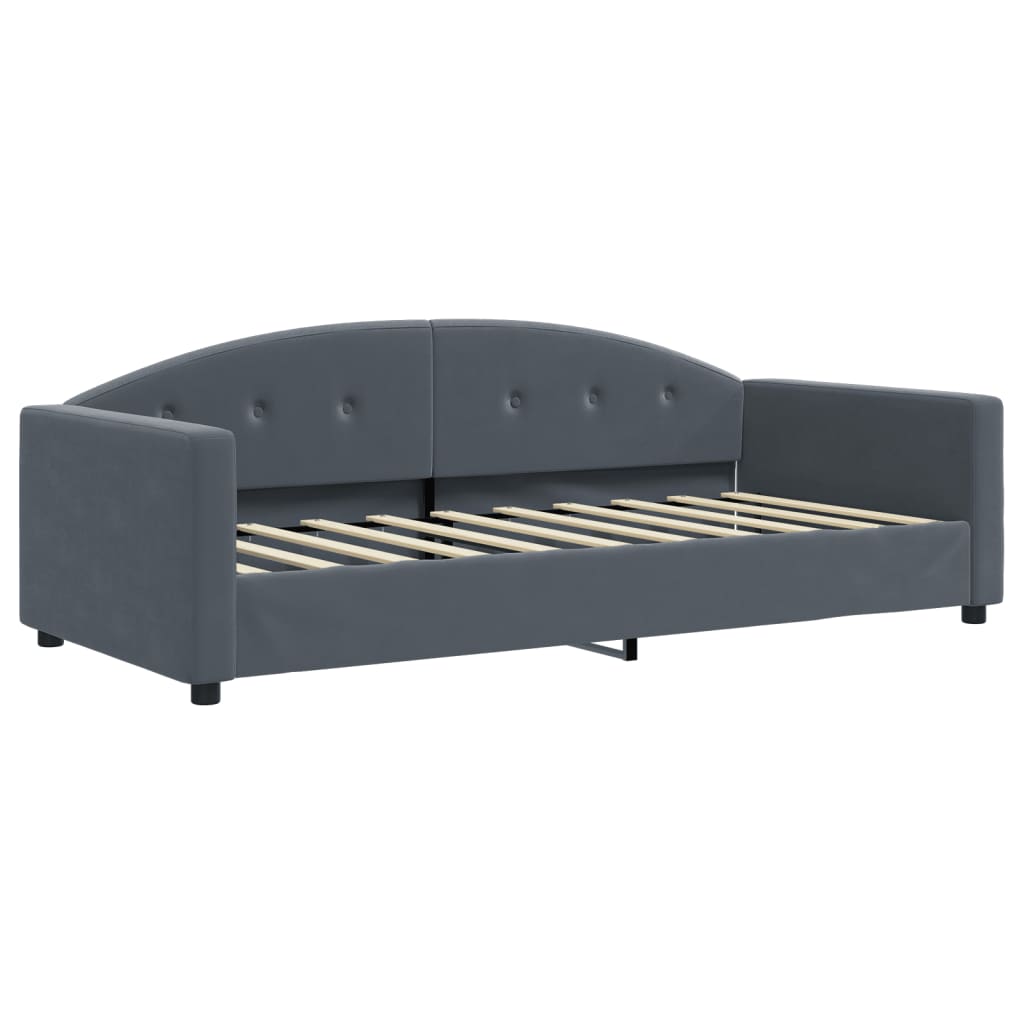 Sofá-cama com colchão 90x190 cm veludo cinzento-escuro