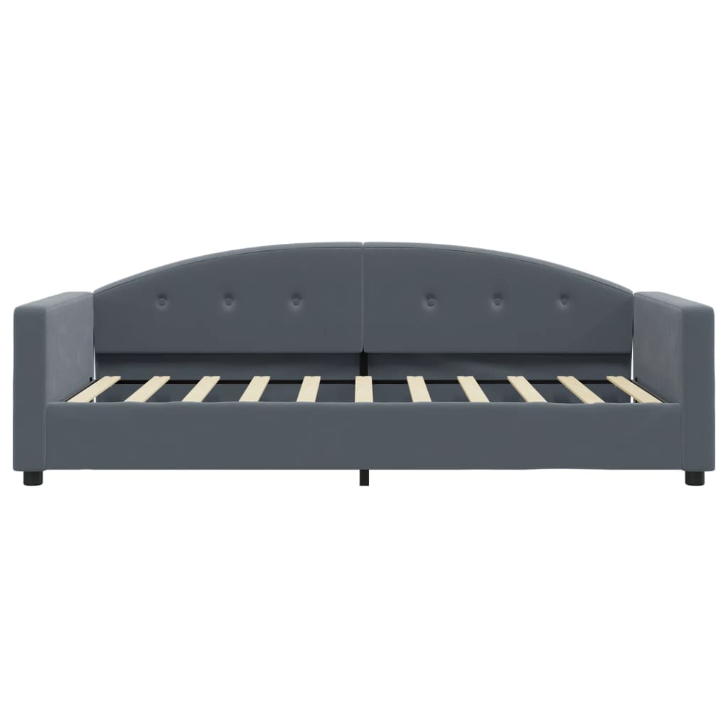 Sofá-cama com colchão 90x190 cm veludo cinzento-escuro