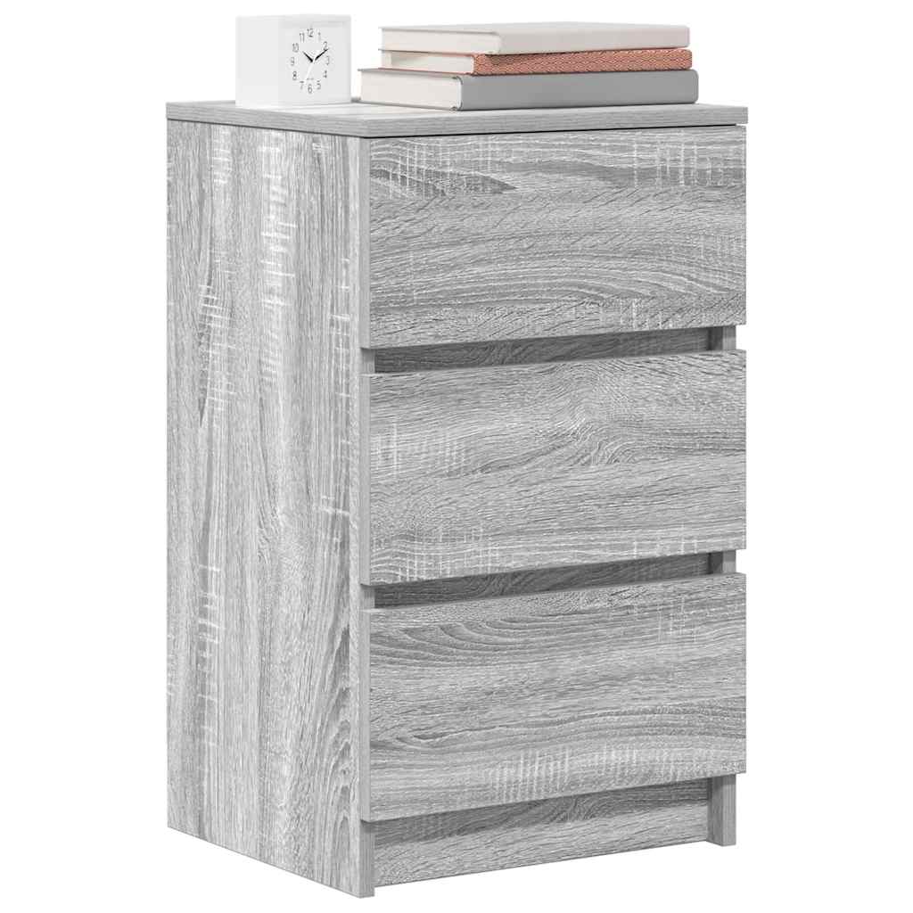 Mesa de cabeceira com 3 gavetas 39x35x65 cm sonoma cinzento