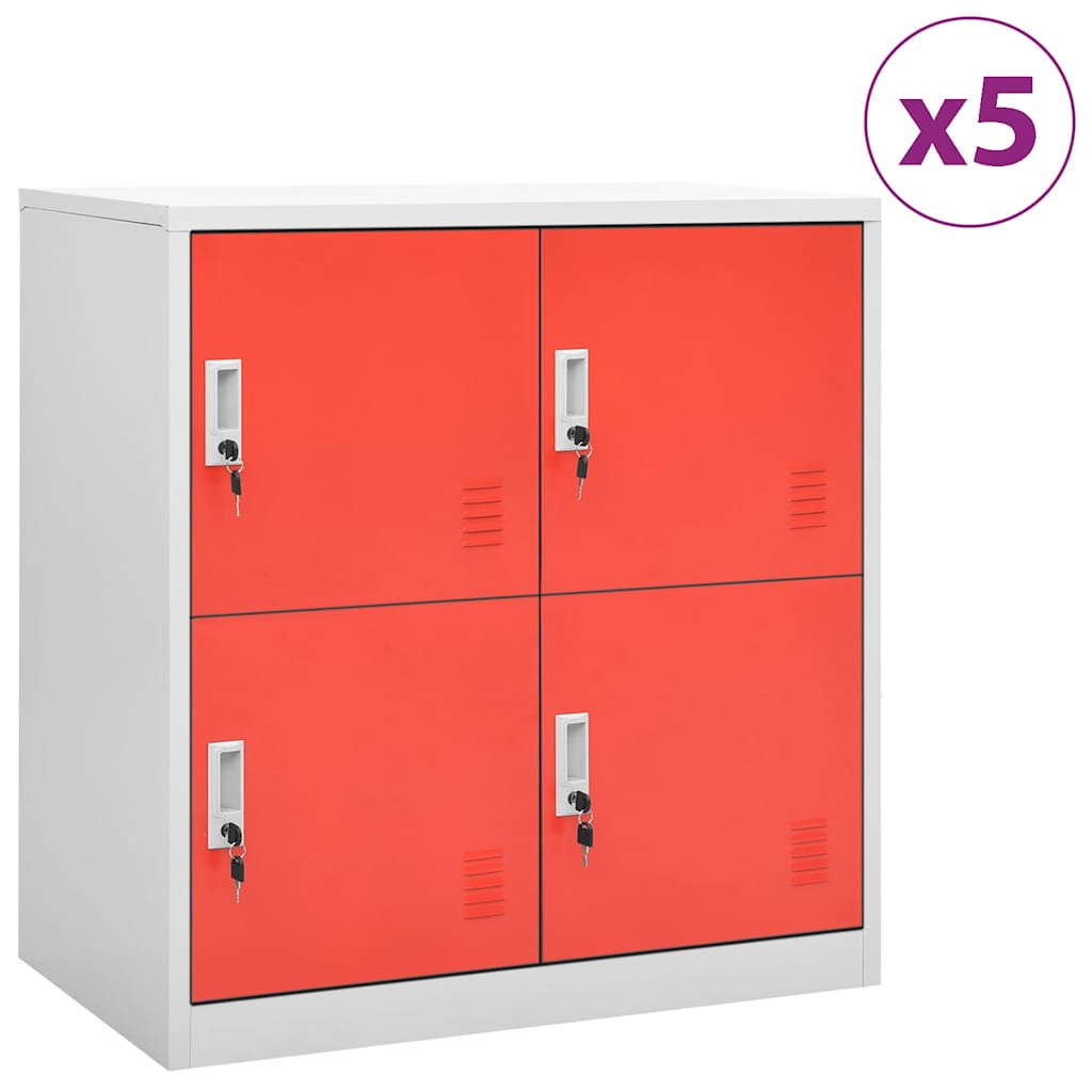 Cacifos 5 pcs 90x45x92,5 cm aço cinzento-claro e vermelho