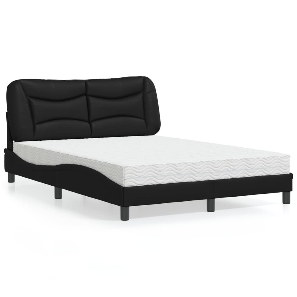Cama com colchão hvar 120x200 cm couro artificial preto