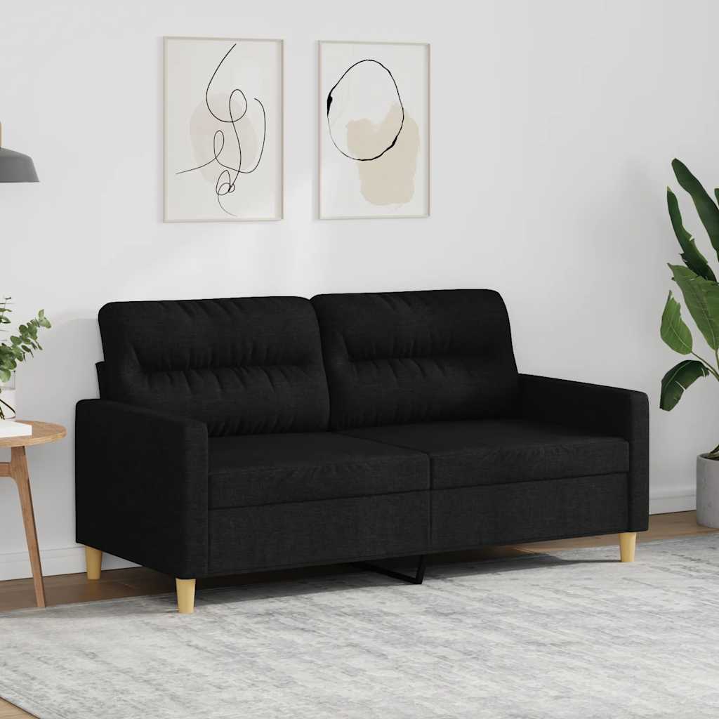 Sofá de 2 lugares tecido 140 cm preto