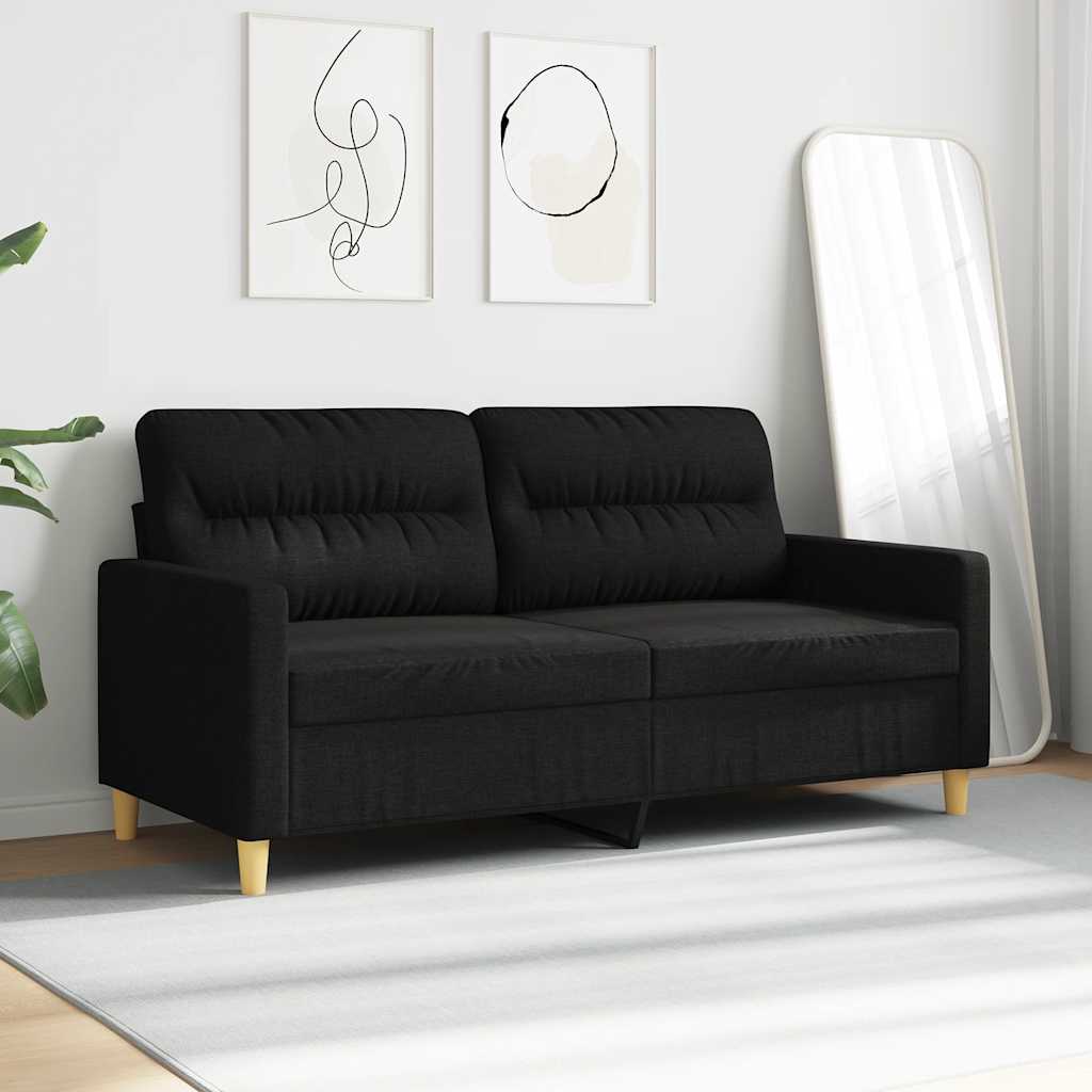 Sofá de 2 lugares tecido 140 cm preto