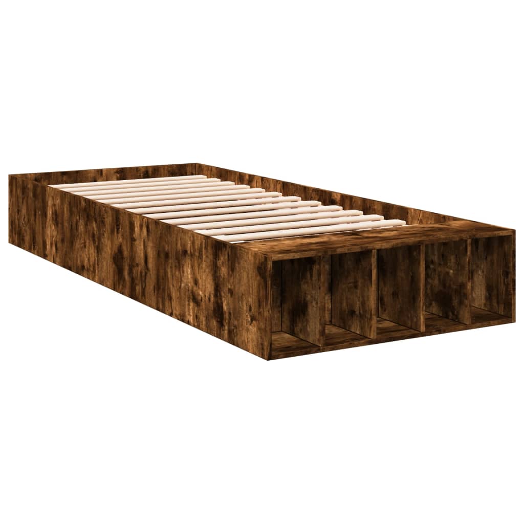 Estrutura cama 75x190 cm derivados de madeira carvalho fumado