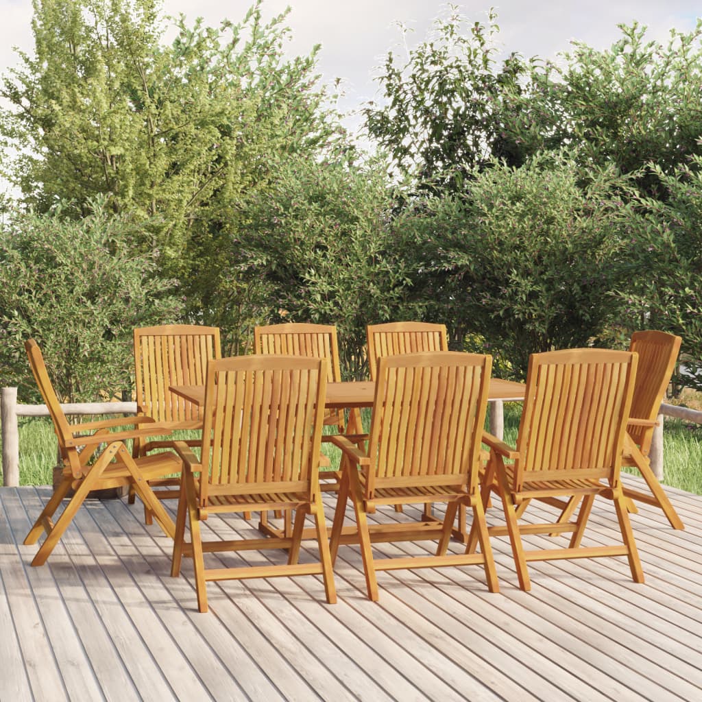 9 Pcs conjunto de jantar para jardim madeira de teca maciça