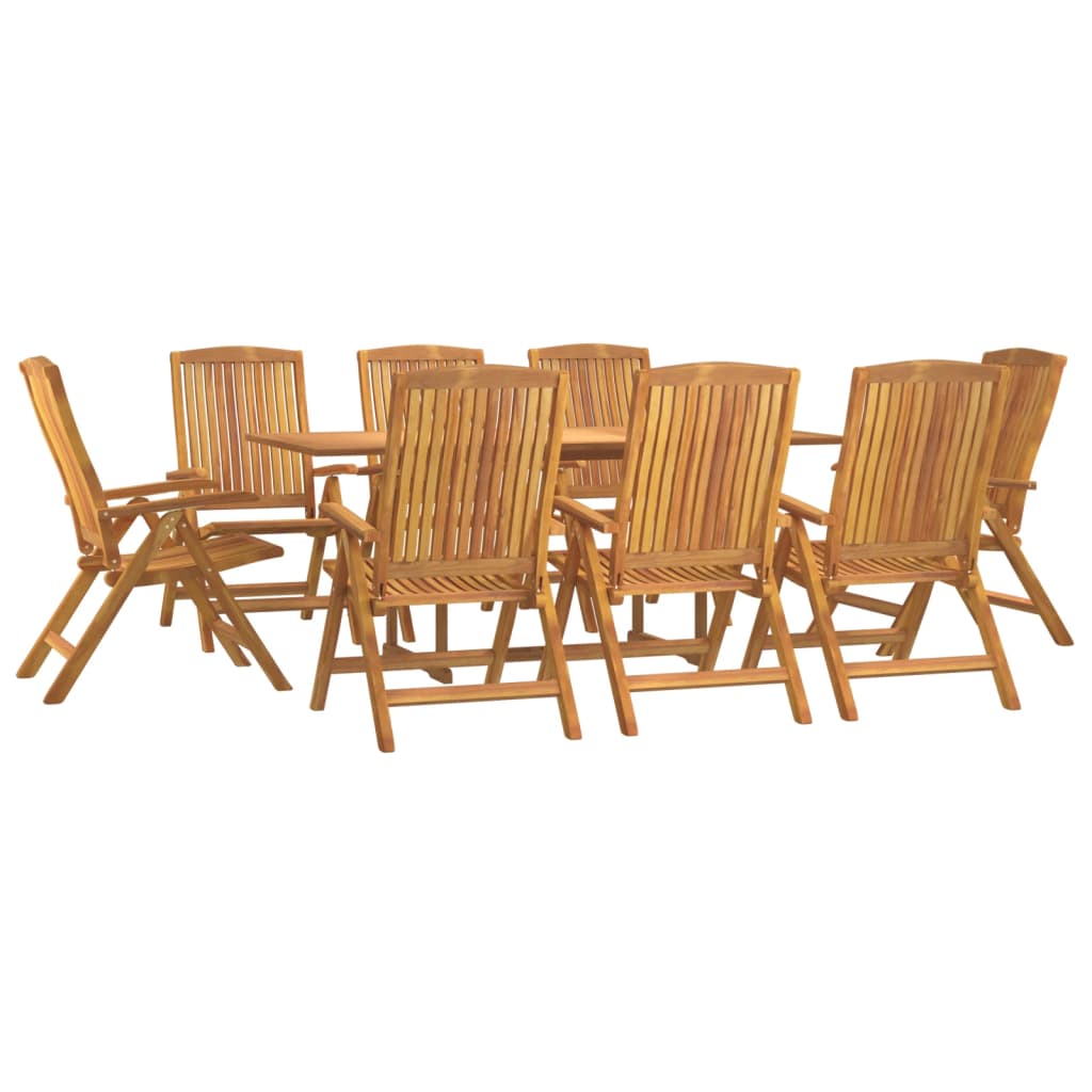 9 Pcs conjunto de jantar para jardim madeira de teca maciça