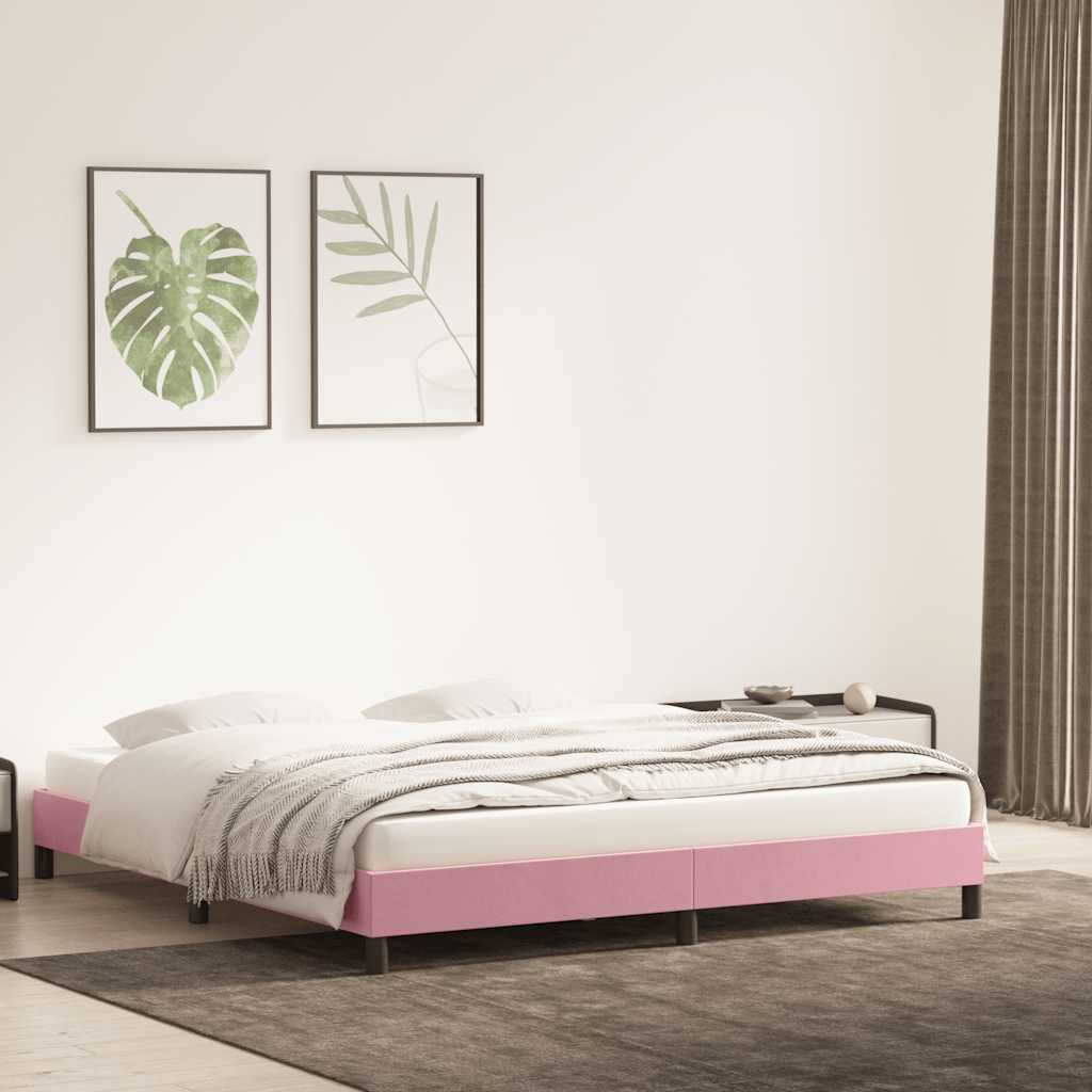 Estrutura de cama sem colchão 180x220 cm veludo rosa