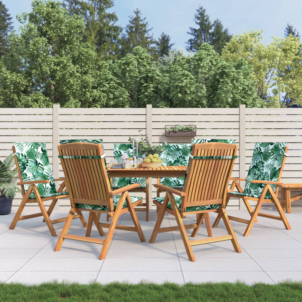 Cadeiras de jardim reclináveis c/ almofadões 6 pcs teca maciça