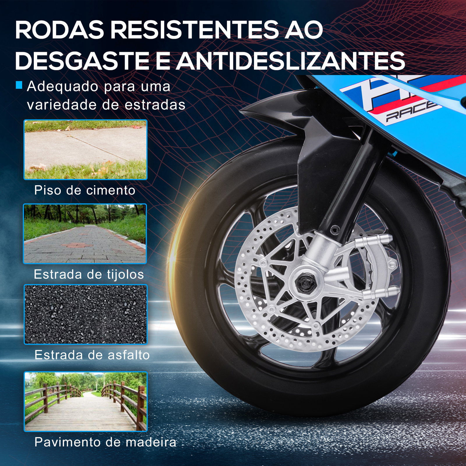 Mota elétrica bmw hp4 com música USB velocidade 2,5km/h avance e retrocesso 82,5x42x54cm vermelha