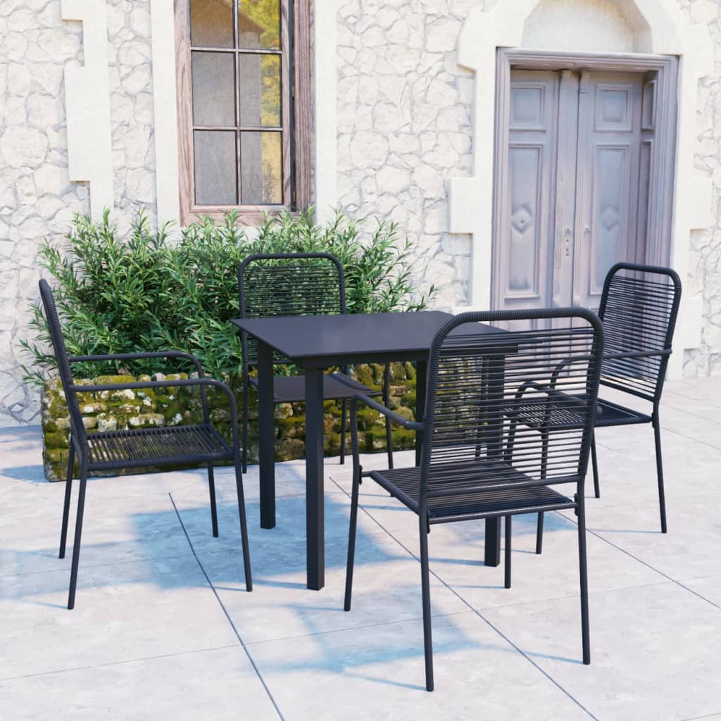 5 Pcs conjunto de jantar para jardim vidro e aço preto